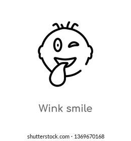 wink smile vector line icon. Simple element illustration. wink smile outline icon from user interface concept. Can be used for web and mobile