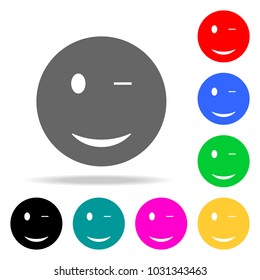 Wink Smiley web icon. Elements in multi colored icons for mobile concept and web apps. Icons for website design and development, app development on white background