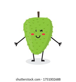 wink soursop fruit cute character mascot vector design