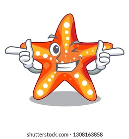 Wink starfish in the cartoon shape funny
