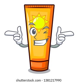 Wink sun cream isolated in the character