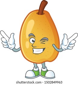 Wink sweet fragrant pear cartoon on white background