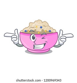 Wink traditional porridge rice in bowl cartoon
