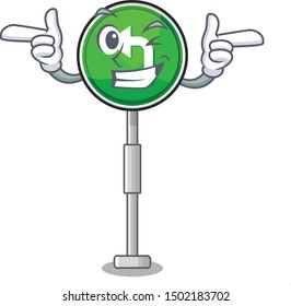 Wink turn left cartoon on side mascot road
