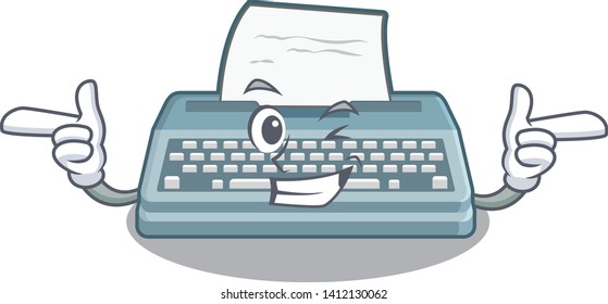 Wink typewriter isolated with in the cartoon