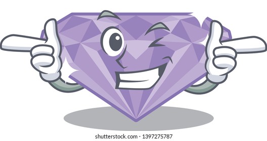 Wink violet diamond isolated with the character