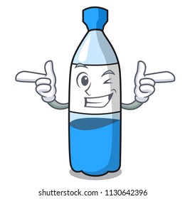 Wink water bottle character cartoon vector illustration