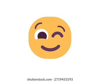 wink piscando face emoji divertido sorriso sorriso símbolo emoji sinal ícone vetor ilustração isolado plano divertido, paquera, 