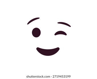 wink piscando face emoji divertido sorriso sorriso símbolo emoji sinal ícone vetor ilustração isolado plano divertido, paquera, 