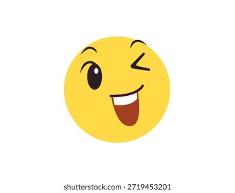 wink piscando face emoji divertido sorriso sorriso símbolo emoji sinal ícone vetor ilustração isolado plano divertido, paquera, 