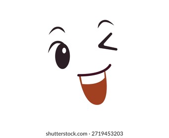 wink piscando face emoji divertido sorriso sorriso símbolo emoji sinal ícone vetor ilustração isolado plano divertido, paquera, 