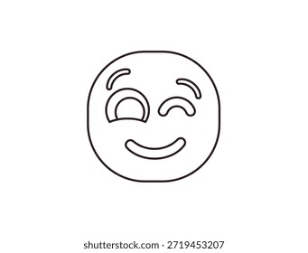 wink piscando face emoji divertido sorriso sorriso símbolo emoji sinal ícone vetor ilustração isolado plano divertido, paquera, 