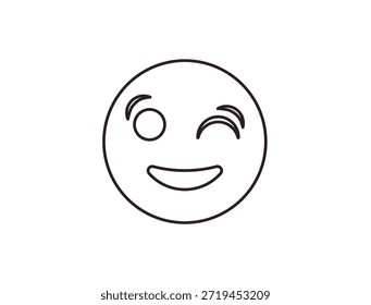 wink piscando face emoji divertido sorriso sorriso símbolo emoji sinal ícone vetor ilustração isolado plano divertido, paquera, 
