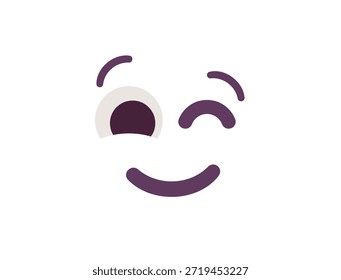 wink piscando face emoji divertido sorriso sorriso símbolo emoji sinal ícone vetor ilustração isolado plano divertido, paquera, 