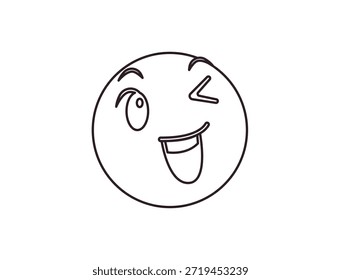 wink piscando face emoji divertido sorriso sorriso símbolo emoji sinal ícone vetor ilustração isolado plano divertido, paquera, 