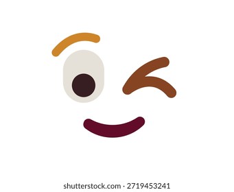wink piscando face emoji divertido sorriso sorriso símbolo emoji sinal ícone vetor ilustração isolado plano divertido, paquera, 