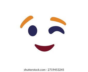 wink piscando face emoji divertido sorriso sorriso símbolo emoji sinal ícone vetor ilustração isolado plano divertido, paquera, 