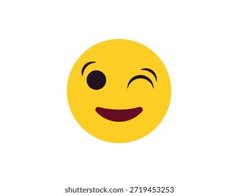 wink piscando face emoji divertido sorriso sorriso símbolo emoji sinal ícone vetor ilustração isolado plano divertido, paquera, 