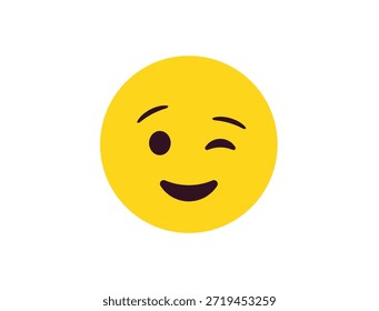 wink piscando face emoji divertido sorriso sorriso símbolo emoji sinal ícone vetor ilustração isolado plano divertido, paquera, 