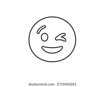 wink piscando face emoji divertido sorriso sorriso símbolo emoji sinal ícone vetor ilustração isolado plano divertido, paquera, 