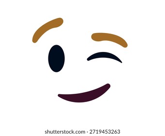 wink piscando face emoji divertido sorriso sorriso símbolo emoji sinal ícone vetor ilustração isolado plano divertido, paquera, 