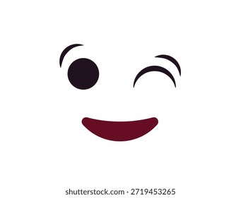 wink piscando face emoji divertido sorriso sorriso símbolo emoji sinal ícone vetor ilustração isolado plano divertido, paquera, 