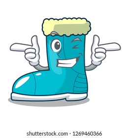 Wink winter boots fur isolated on mascot