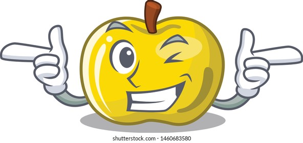 Wink yellow apple in the character shape
