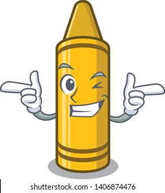 Wink yellow crayon in the cartoon shape