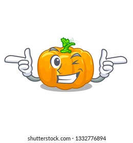 Wink yellow pumpkin in the cartoon shape