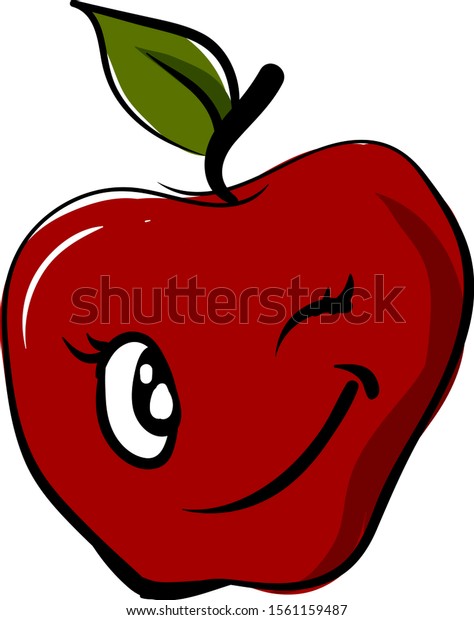 Winking Apple Illustration Vector On White Stock Vector (Royalty Free ...