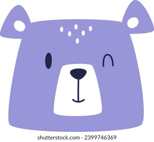 Winking Bear Head Vector Illustration