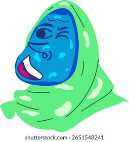 Ilustração de Caractere de Pop Art Azul Piscando