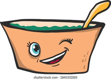 Winking bowl, illustration, vector on white background