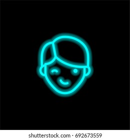 Winking Boy blue glowing neon ui ux icon. Glowing sign logo vector