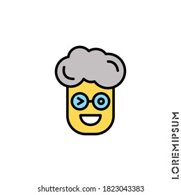 Winking boy, man yellow icon. smile emoticons isolated on white background. Vector illustration. Wink icon vector, emotion symbol. Modern flat symbol for web and mobil apps 