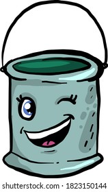Winking bucket, illustration, vector on white background