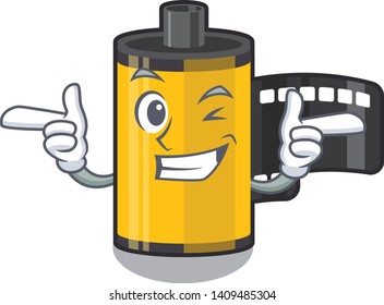 Winking camera roll isolated character.