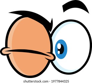 Winking Cartoon Funny Eyes. Vector Hand Drawn Illustration Isolated On Transparent Background
