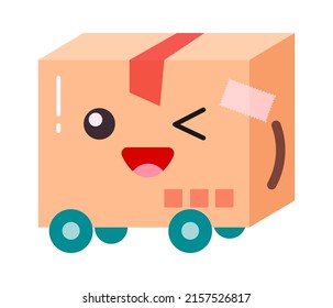 Winking cartoon parcel. Delivery Service. Vector illustration