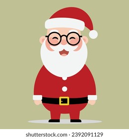 Winking Cartoon Santa Claus with Glasses in Festive Red Suit