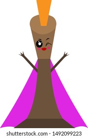winking chess queen in purple cloak and red lips character for design on a white background board games concept