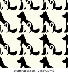 Winking Dogs Seamless Vector Pattern Design