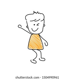 Winking emoji character. Editable line wink character.