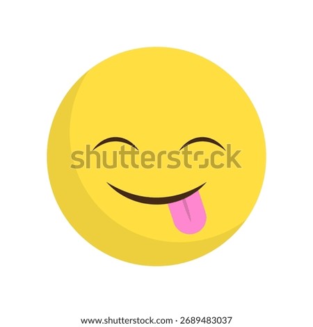 Winking emoji expression. Tongue Vector playful face. Joy happy mood symbol. Flirty flirt detail. EPS 10.