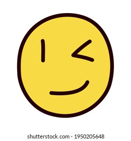 winking emoji face on background