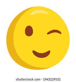 Winking Emoji Icon Illustration. Joke Vector Symbol Emoticon Design Doodle Vector.