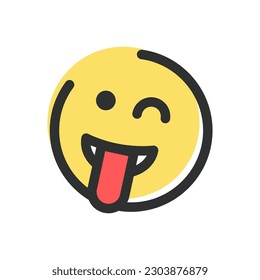 Winking Emoji with Tongue Isolated Vector Icon