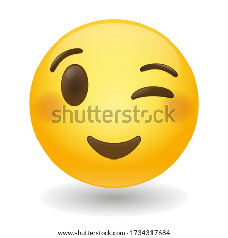 Winking Emoji Vector art illustration design. Emoticon expression graphic round. Avatar kawaii style.