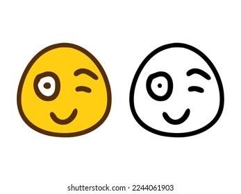 Emoticon de guijarros al estilo del doodle aislado en fondo blanco